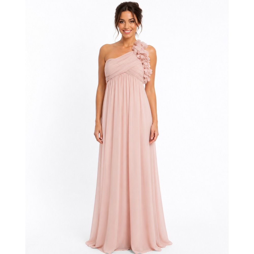 Ever Pretty Blush Pink One Shoulder Maxi Formal Dress Women's Size S NWT
